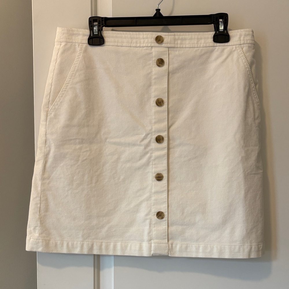 J Crew Cream Corduroy Button-Front Women's Skirt